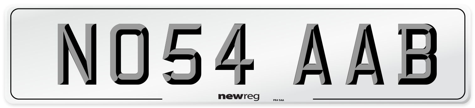 NO54 AAB Number Plate from New Reg